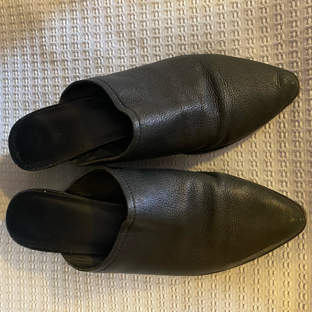 Black leather mules size 9